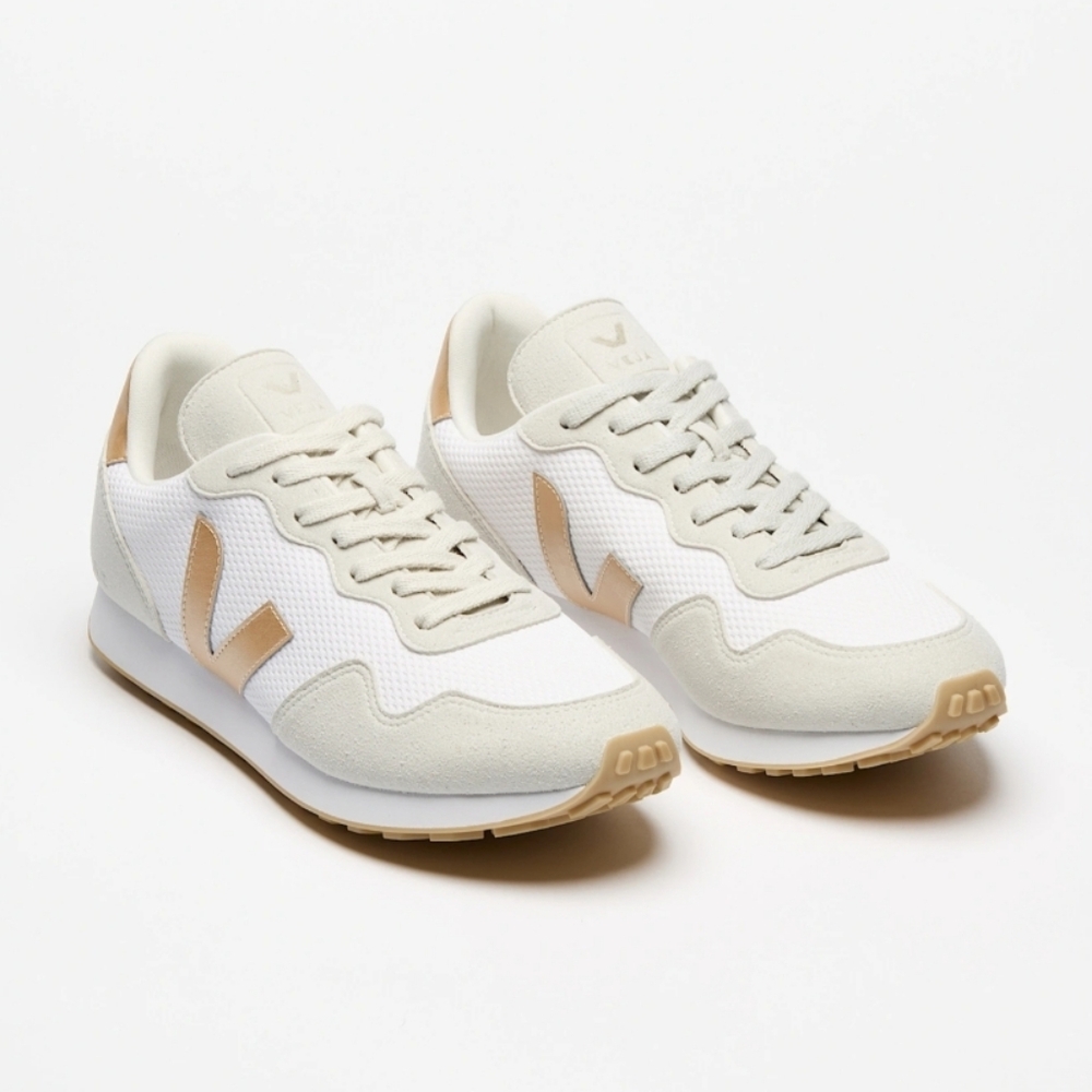 Veja White and Beige Runners Sneakers